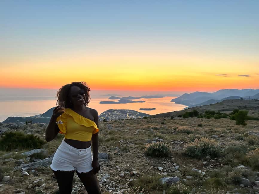 Dubrovnik Sunset Mountain Tour With Wine - The summit stop pairs wine with the changing light