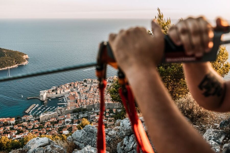 Dubrovnik: Sunset Zip Line Experience Followed by Wine - Learning the equipment before the real lines