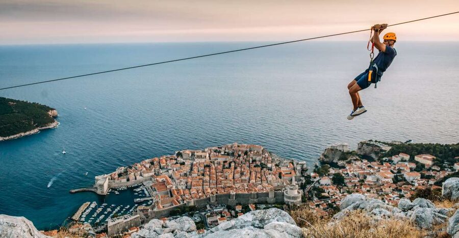 Dubrovnik: Sunset Zip Line Experience Followed by Wine - First line: pause for the view